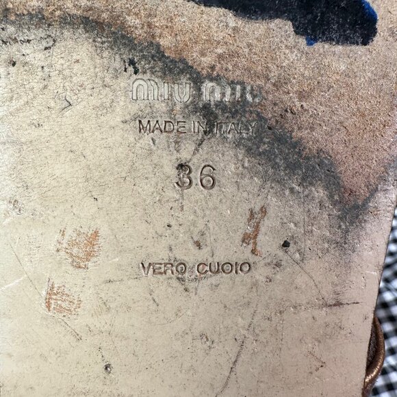 Miu Miu Vintage Y2K Bronze Gold Embellished Flip Flop Sandals EU 36 / US 6 - Picture 5 of 5